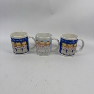 Hallmark Angel ChristmasBlue Ceramic Holiday Cup/Mugs Lot of 3 (see description)